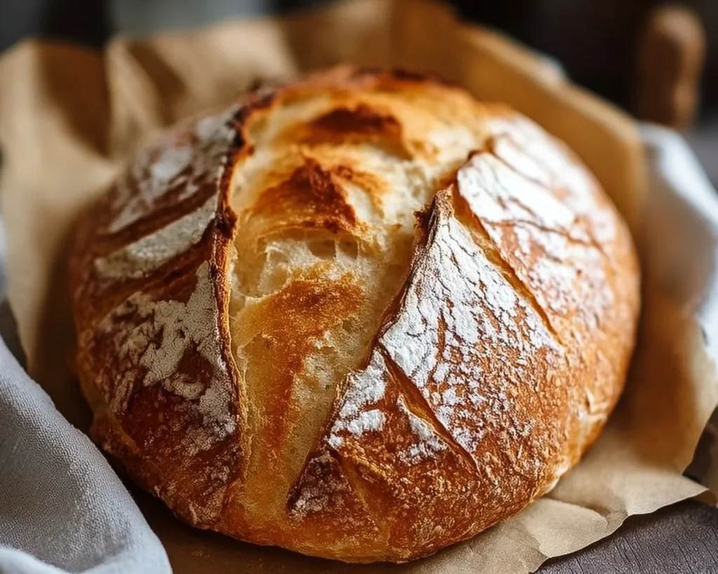 Homemade fresh yeast bread loaves on a wooden table, golden and crusty.
