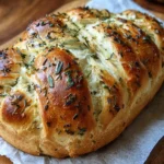 Deliciously braided Garlic Herb Bread fresh out of the oven.