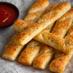 Homemade breadsticks fresh from the oven, golden and delicious.