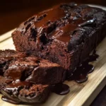 Delicious hot fudge brownie bread topped with melted fudge
