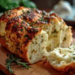 Freshly baked Italian Herb and Cheese Bread with herbs and cheese texture