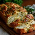 Freshly baked Italian herbs and cheese bread with a golden crust.