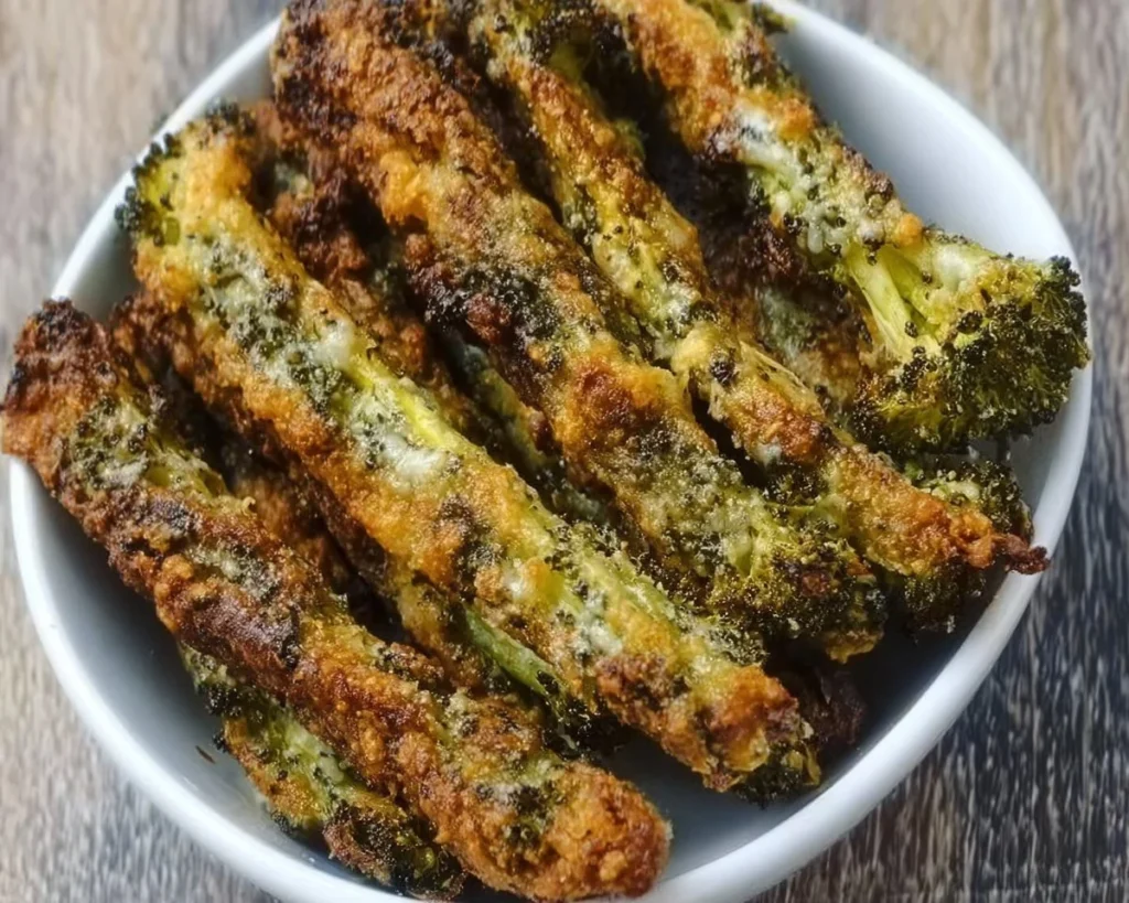 Crispy Keto Broccoli Fries served in a bowl for a low-carb snack.