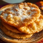 Navajo fry bread served with toppings on a rustic wooden table.