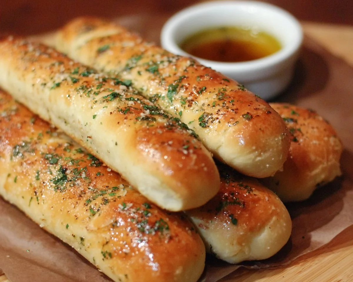 Olive Garden's warm, freshly baked breadsticks served with marinara sauce