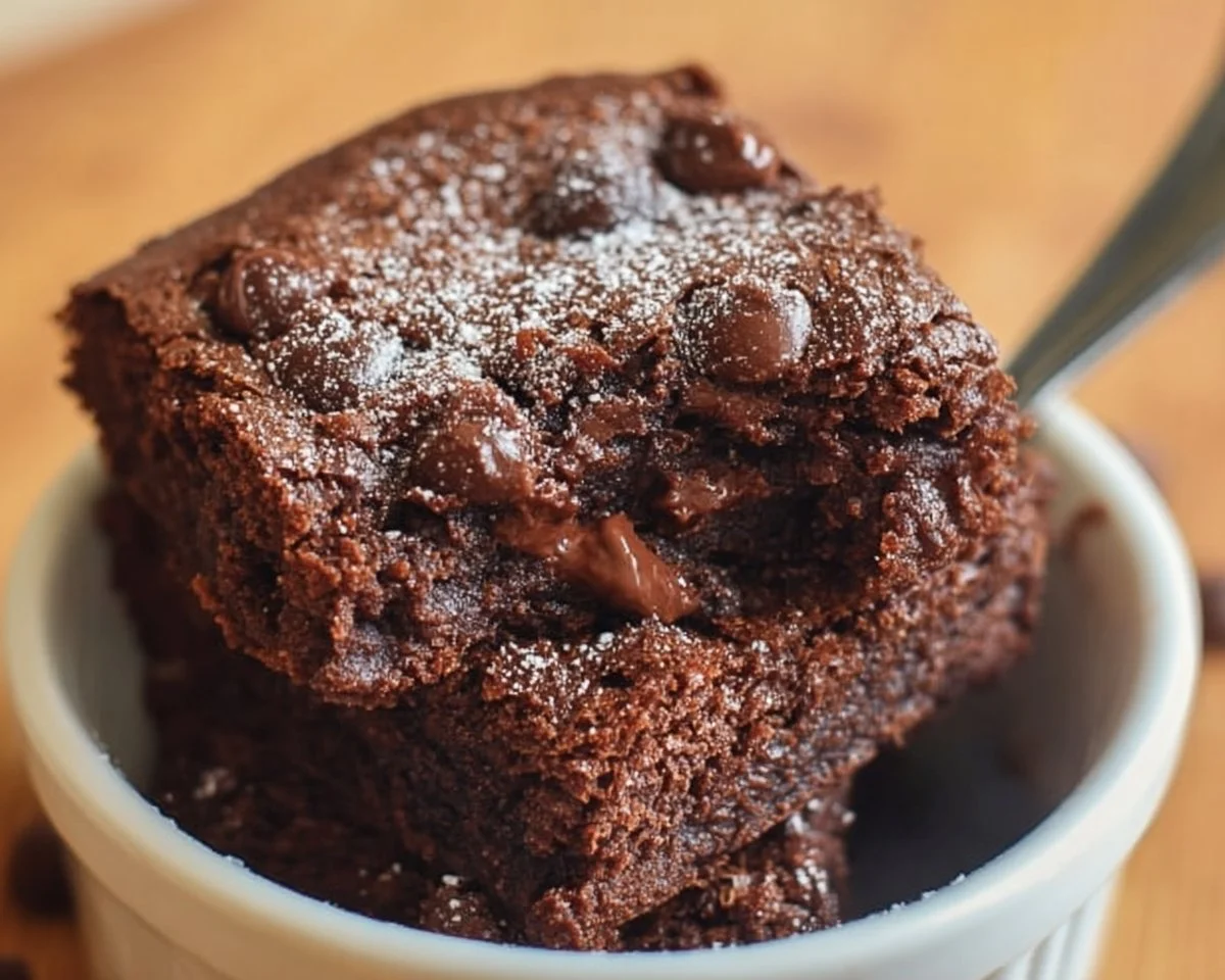 A quick and easy protein brownie recipe made in 1 minute.