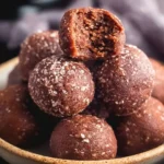 3-ingredient no bake brownie bites served on a plate