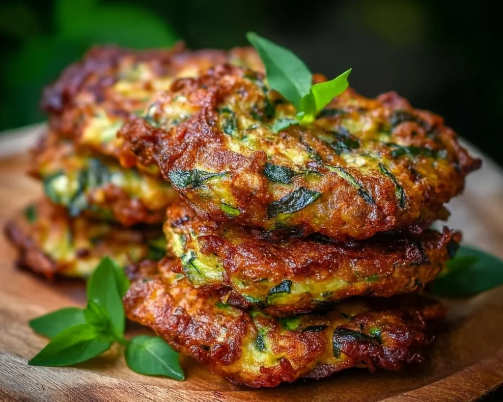 Delicious air fryer zucchini fritters served on a plate.
