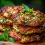 Delicious air fryer zucchini fritters served on a plate.