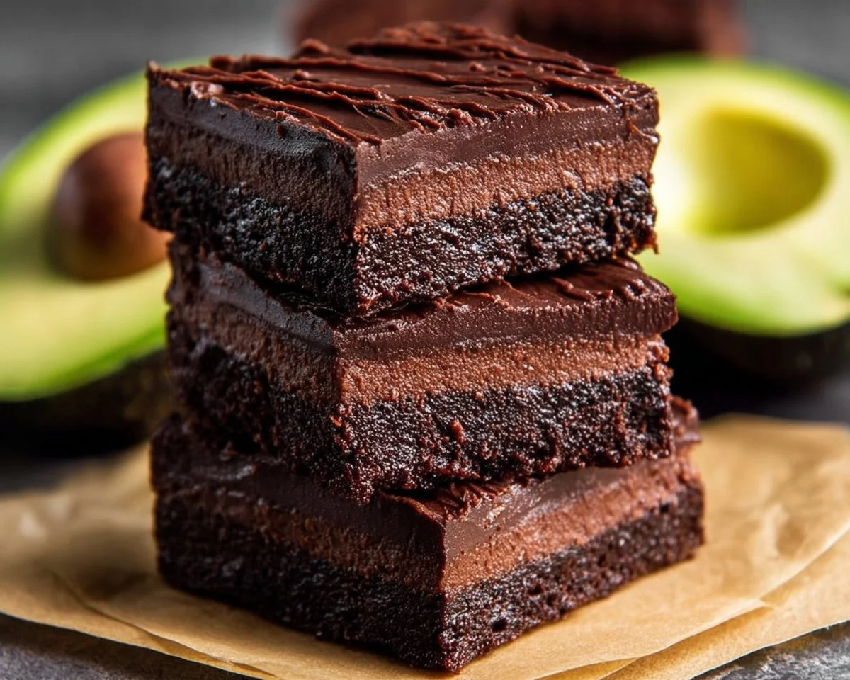 Delicious keto avocado brownies served on a plate