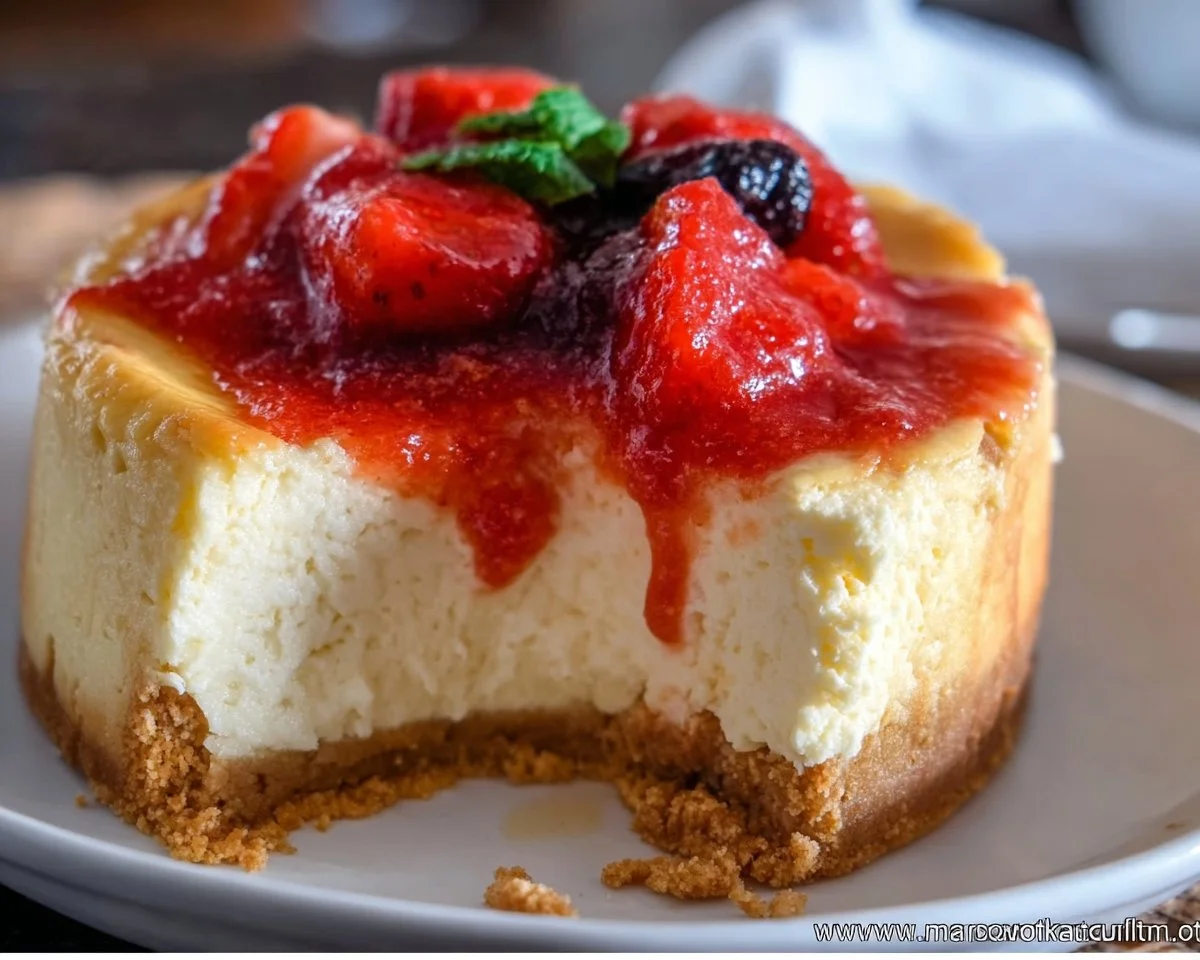 Delicious slice of best keto cheesecake topped with fresh berries