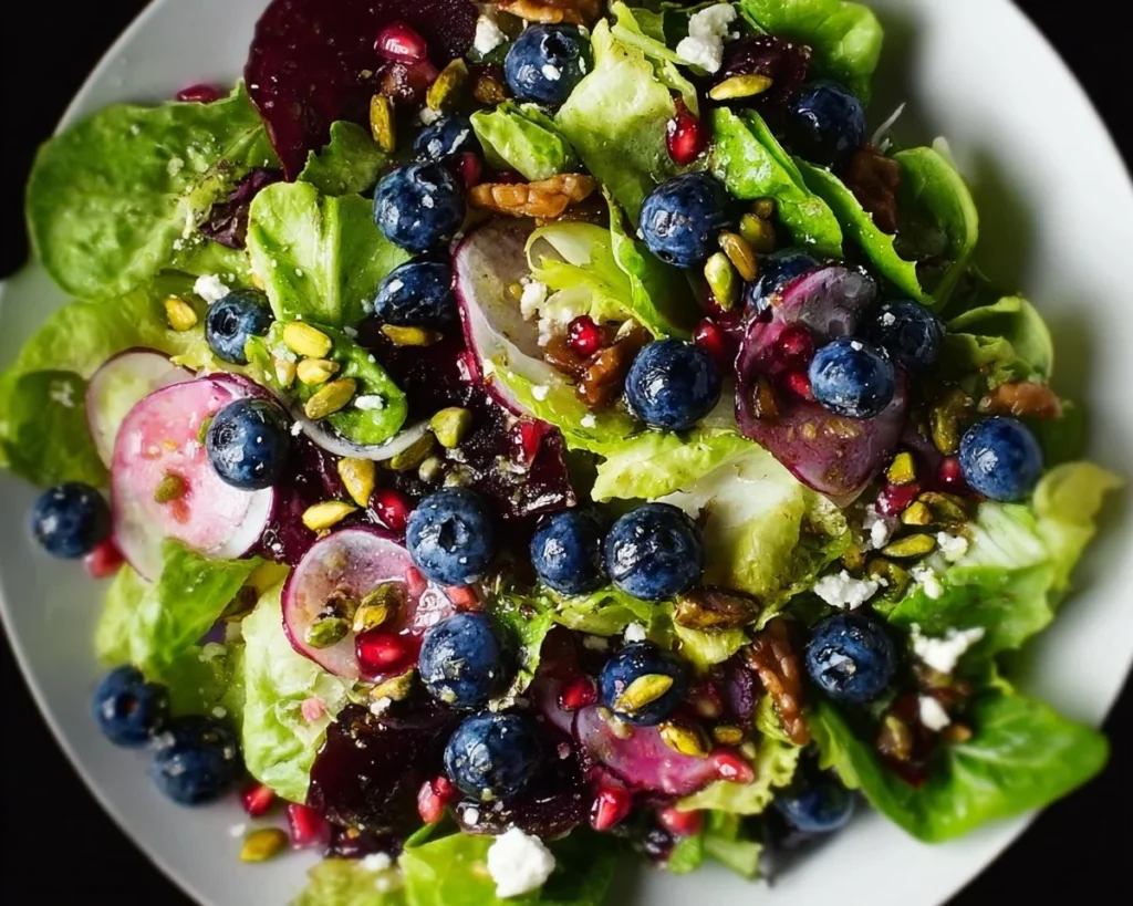 Fresh Blueberry Pistachio Salad with vibrant berries and green pistachios