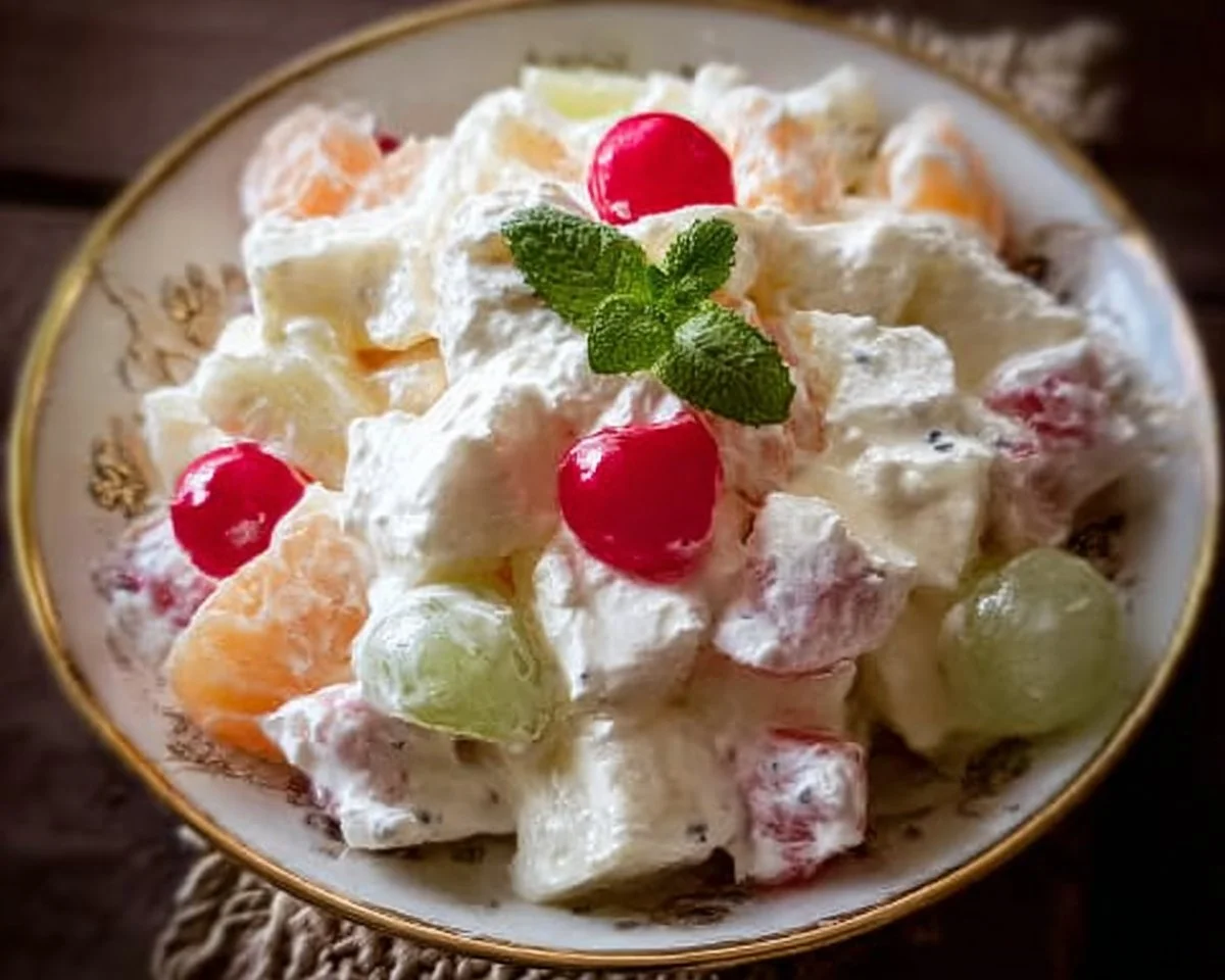 Creamy Fruit Salad with a mix of fresh fruits and creamy dressing