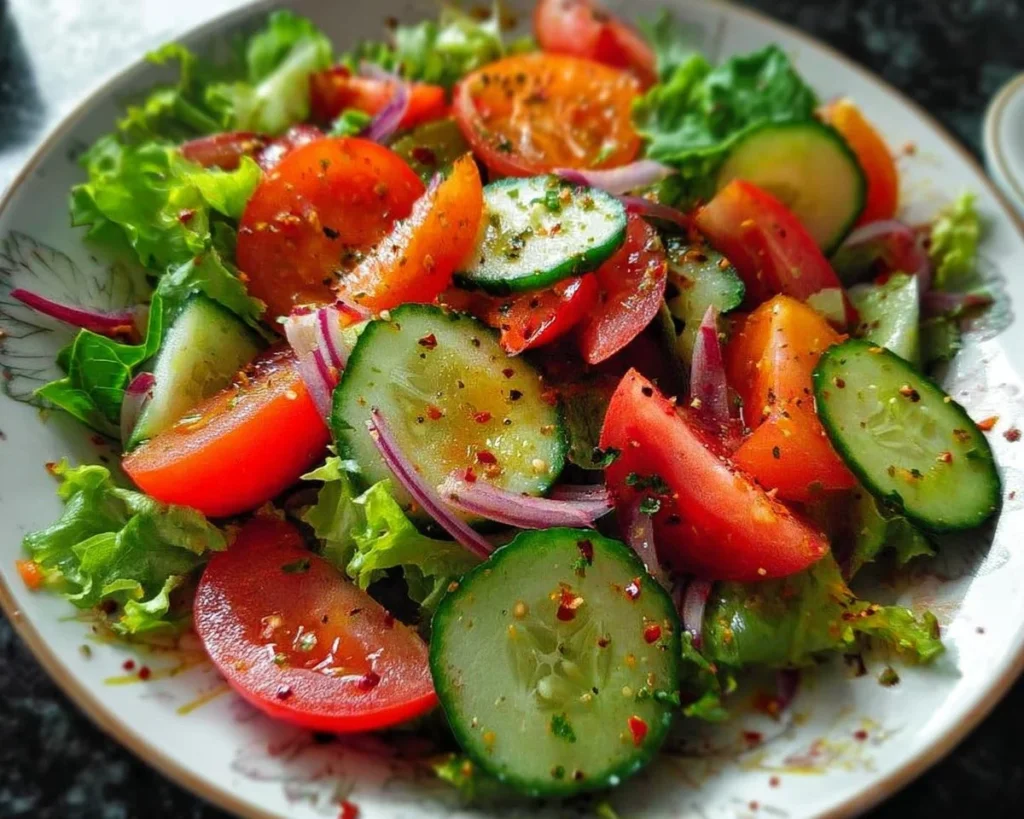 Fresh garden salad with colorful vegetables and toppings