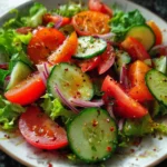 Fresh garden salad with colorful vegetables and toppings