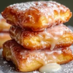 Glazed buttermilk beignet squares presented on a plate