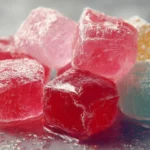 Colorful homemade bubble gum in various flavors.