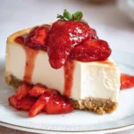 Delicious keto strawberry cheesecake with fresh strawberries on top