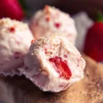 Delicious Keto Strawberry Cheesecake Fat Bombs on a white plate