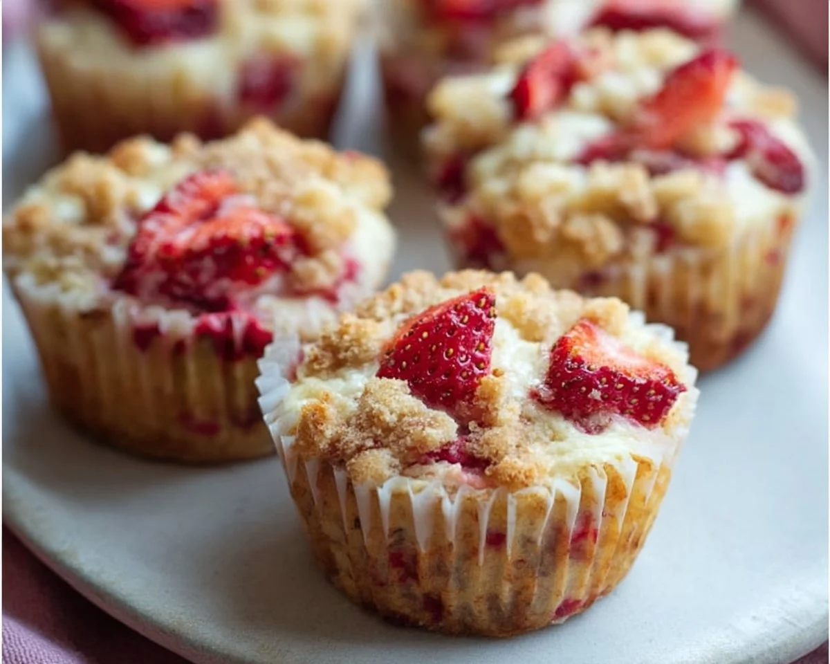 Delicious Keto Strawberry Cheesecake Muffins on a plate