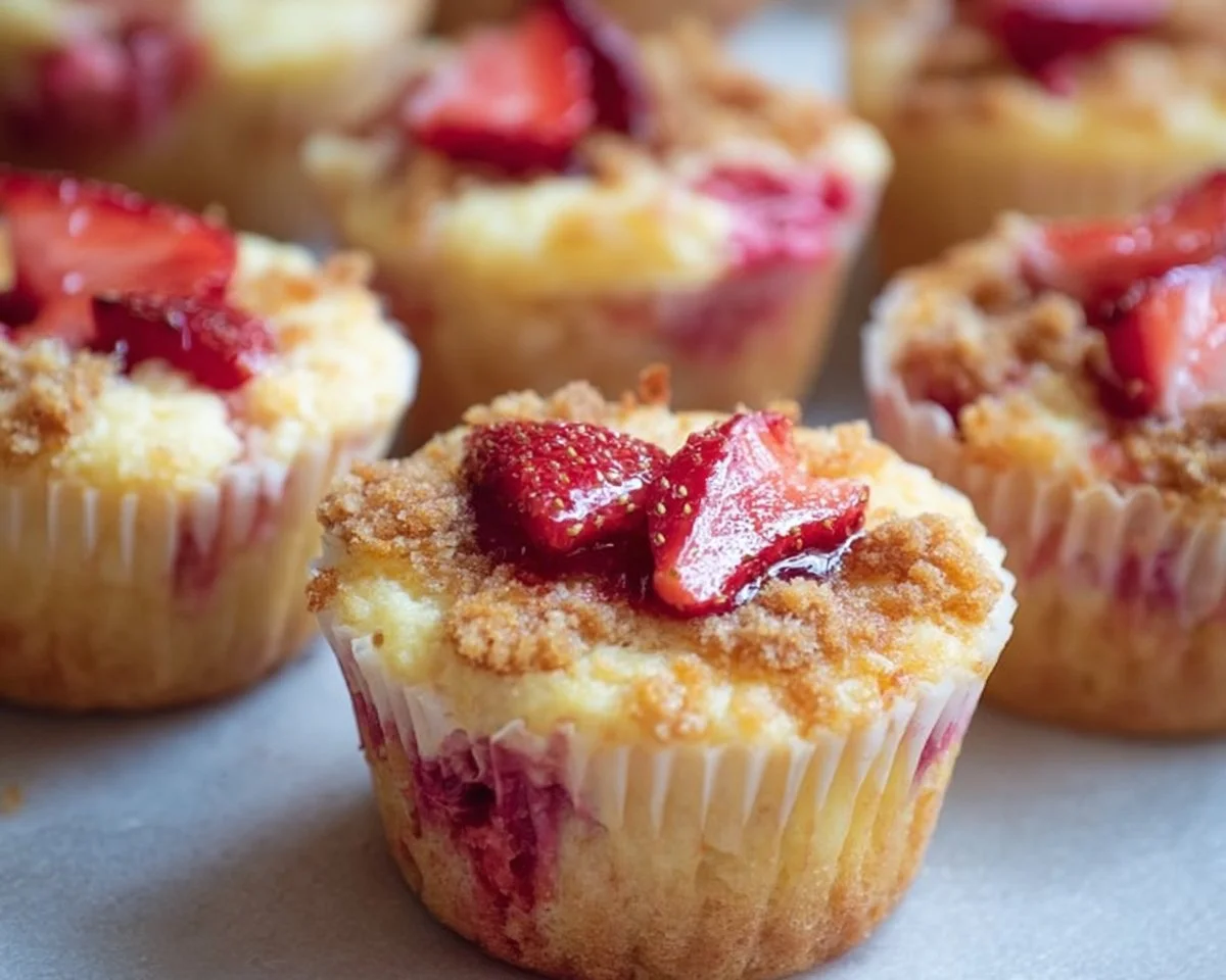 Delicious keto strawberry cheesecake muffins, low-carb and sugar-free dessert
