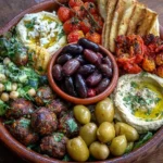 Mediterranean mezze tapas platter showcasing delicious small dishes