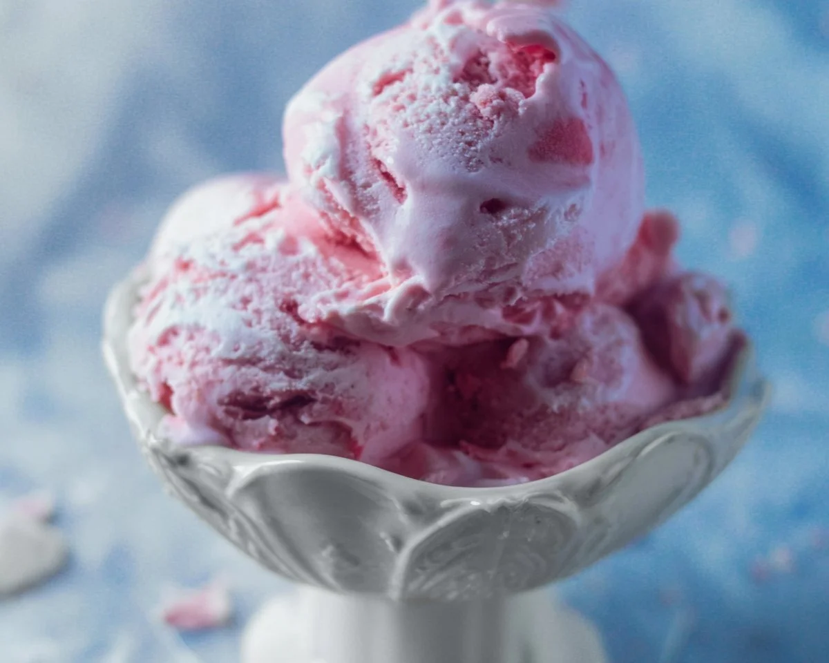 Delicious no churn bubble gum ice cream served in a colorful cone