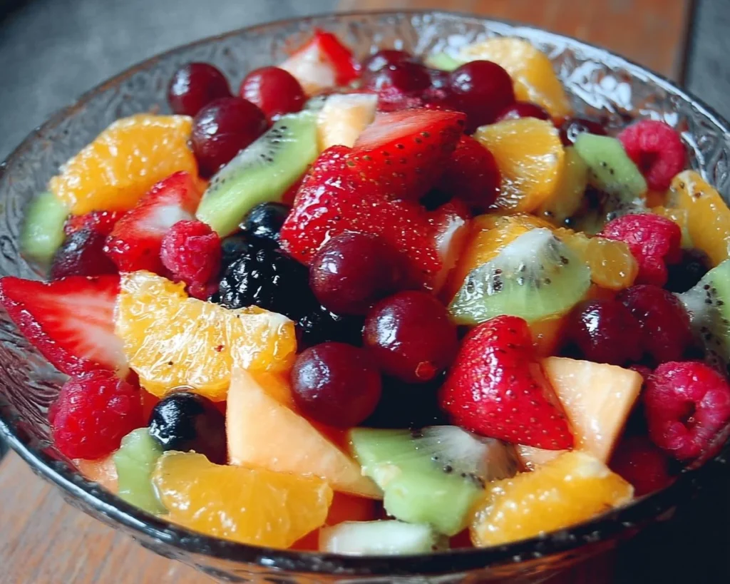 A vibrant bowl of Perfect Summer Fruit Salad with fresh seasonal fruits.
