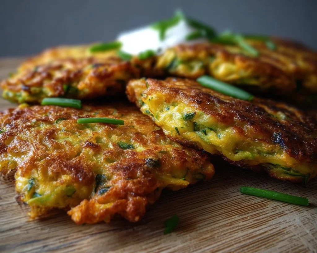 Delicious zucchini-carrot fritters served on a plate