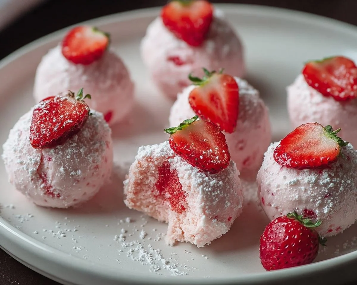 Strawberry cheesecake fat bombs, a low-carb dessert packed with flavor.
