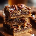 Vegan and Paleo Pecan Pie Bars on a wooden table