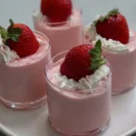 Delicious three ingredient strawberry mousse dessert in a glass