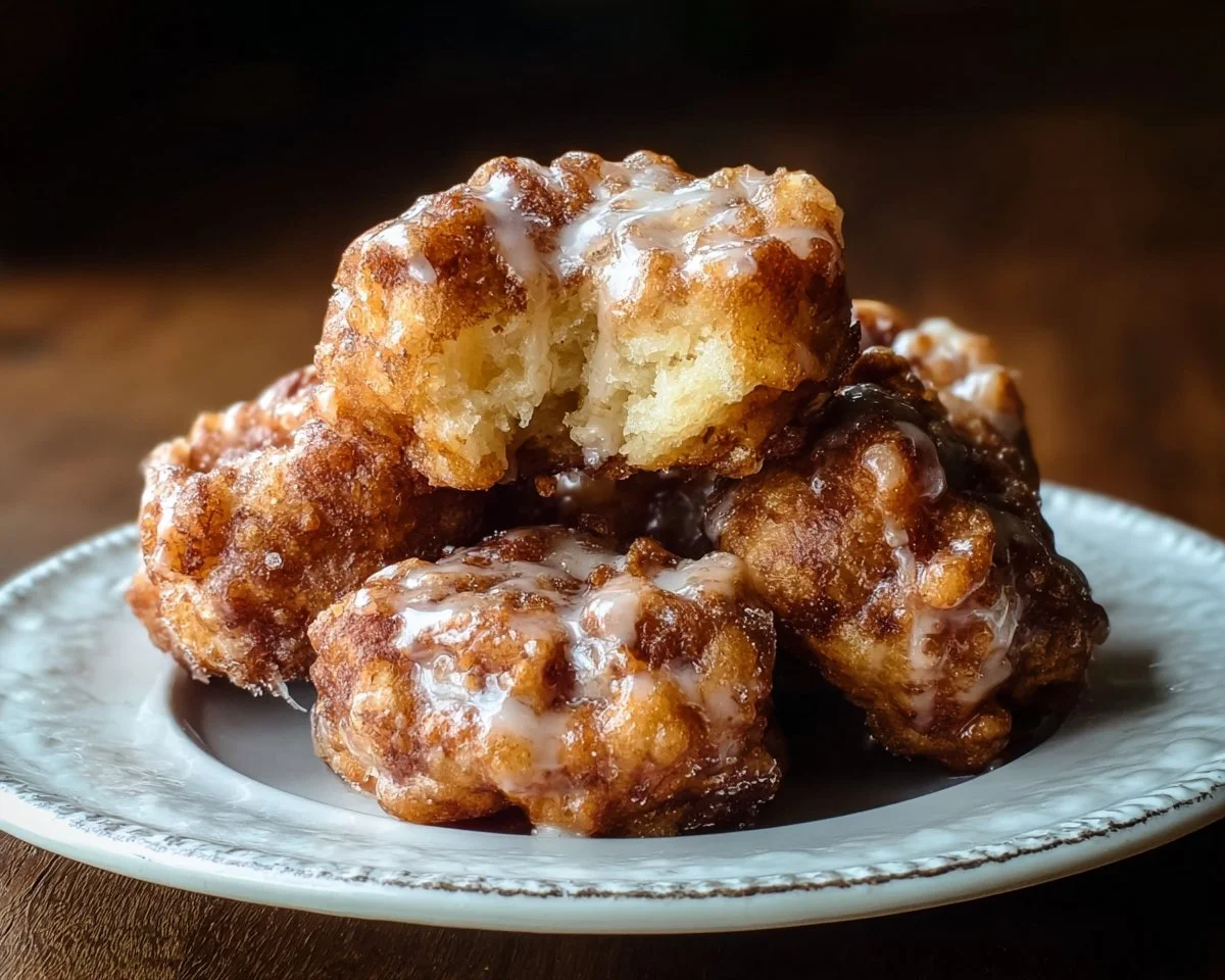 Air fryer apple fritters topped with cinnamon and sugar