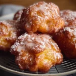 Crispy Air Fryer Apple Fritters freshly made and served on a plate