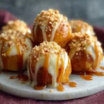Delicious Apple Caramel Bombs drizzled with rich caramel sauce