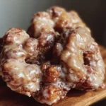 Delicious apple fritter donuts with brown butter maple vanilla bean glaze