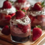 Delicious Chocolate Strawberry Mousse Cake Parfaits served in elegant cups