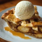 Classic apple pie served with rich caramel ice cream