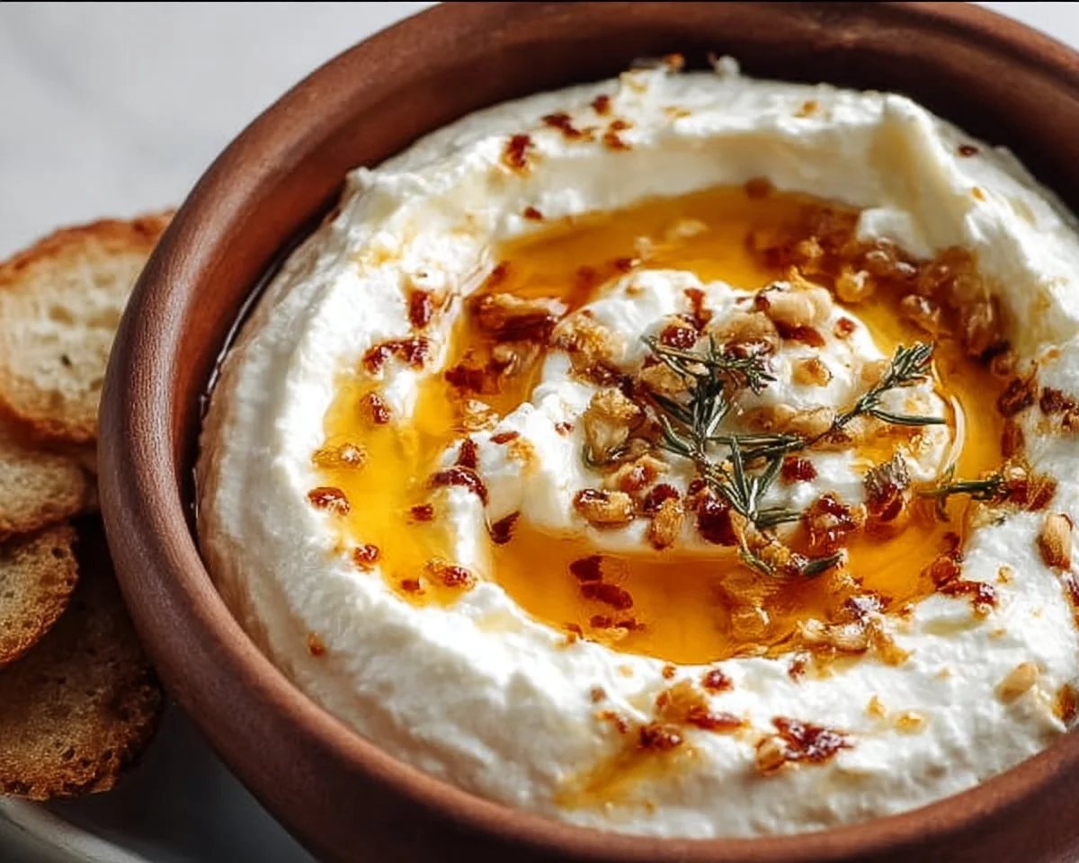 Delicious ricotta dip drizzled with hot honey, served with fresh vegetables.