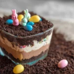 Easter Dirt Cake with colorful candy and chocolate layers for spring celebrations