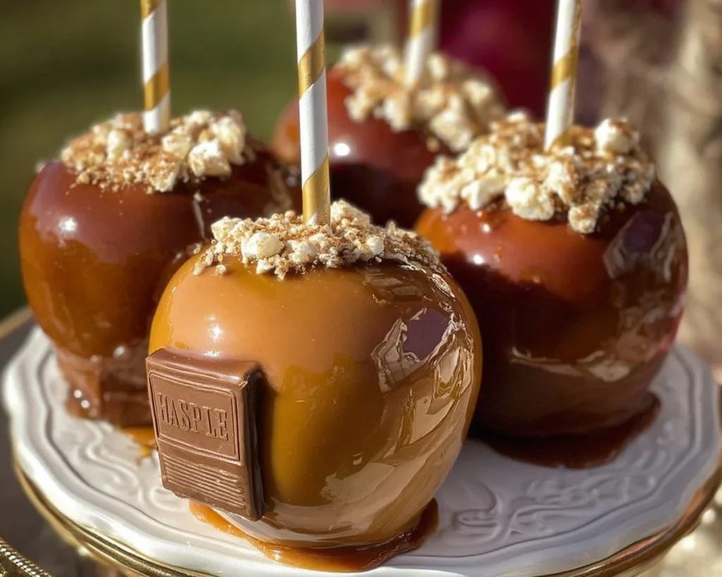 Delicious homemade easy caramel apples ready to enjoy