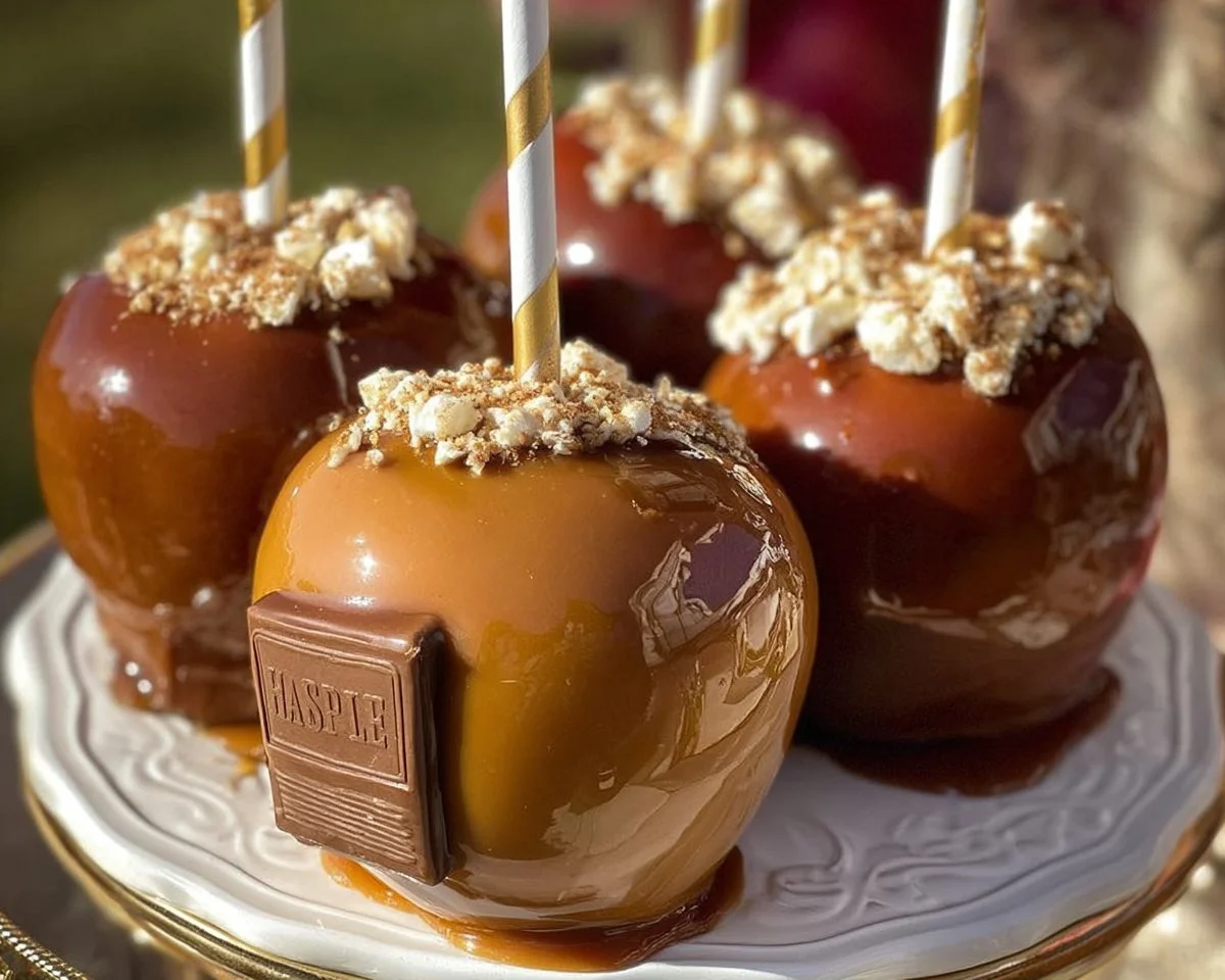 Delicious homemade easy caramel apples ready to enjoy