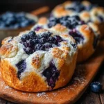 Fluffy blueberry cloud loaves with cottage cheese topping