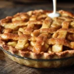 Delicious slice of German apple pie with cinnamon and apples