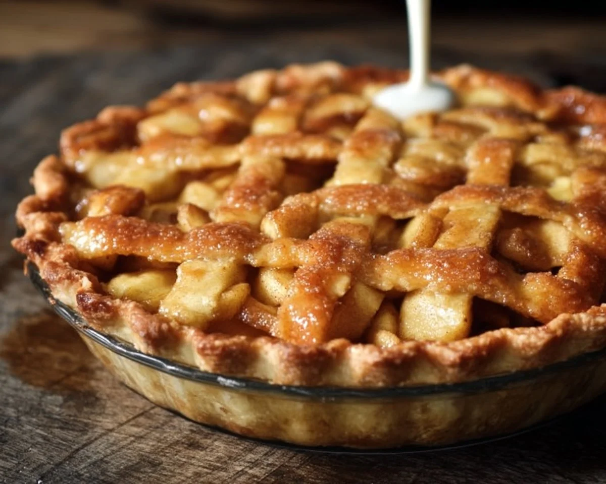 Delicious slice of German apple pie with cinnamon and apples