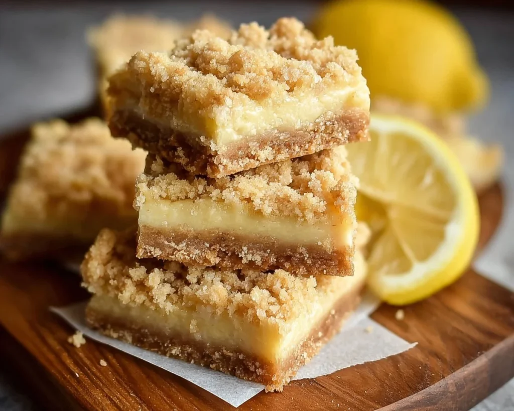 Delicious homemade lemon crumb bars with a crumbly topping and bright lemon flavor