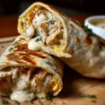 Keto Cheesy Garlic Chicken Wraps served with fresh greens on a white plate