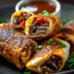 Keto Philly Cheesesteak Roll Ups served on a plate