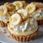 No-Bake Mini Banana Cream Pies served on a decorative plate