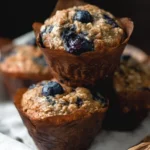 One bowl blueberry banana oatmeal muffins fresh out of the oven